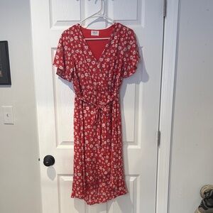Sienna Sky Red Floral Midi Dress